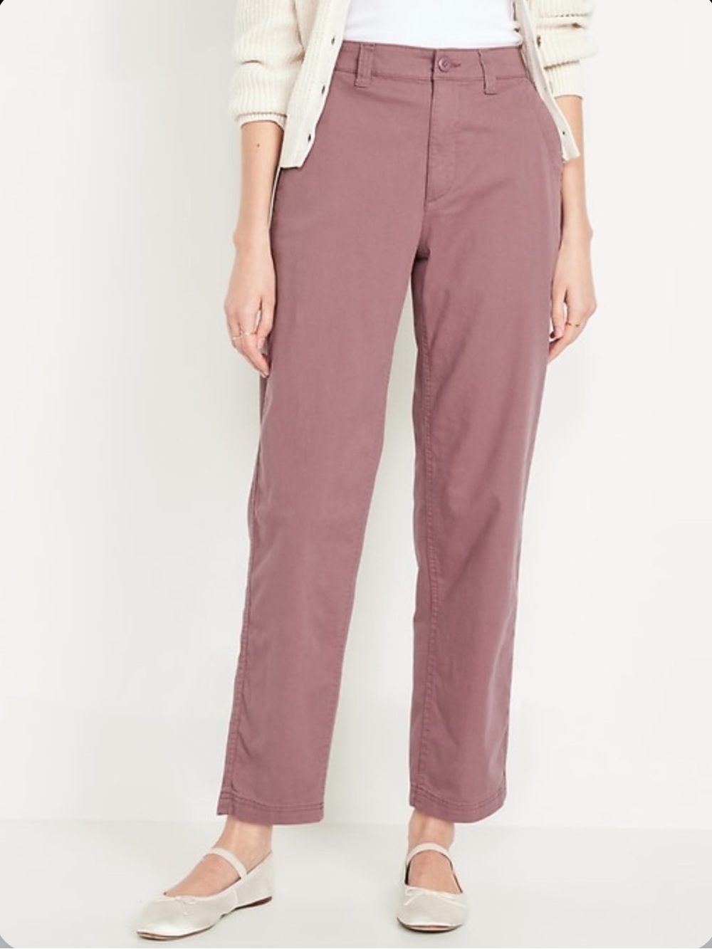 Old Navy Dusty Mauve OG Chino Pants High-Waisted OGC Chino Tapered Straight Pant
